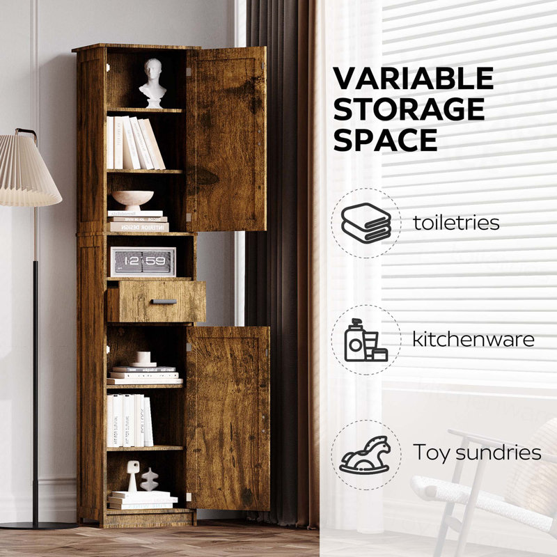 Armoire de rangement de 69 po de hauteur à porte de grange avec tiroir et tablettes réglables H 69 po, Rétro