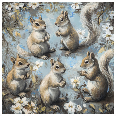 Jolis écureuils avec des housses de couette fleurs