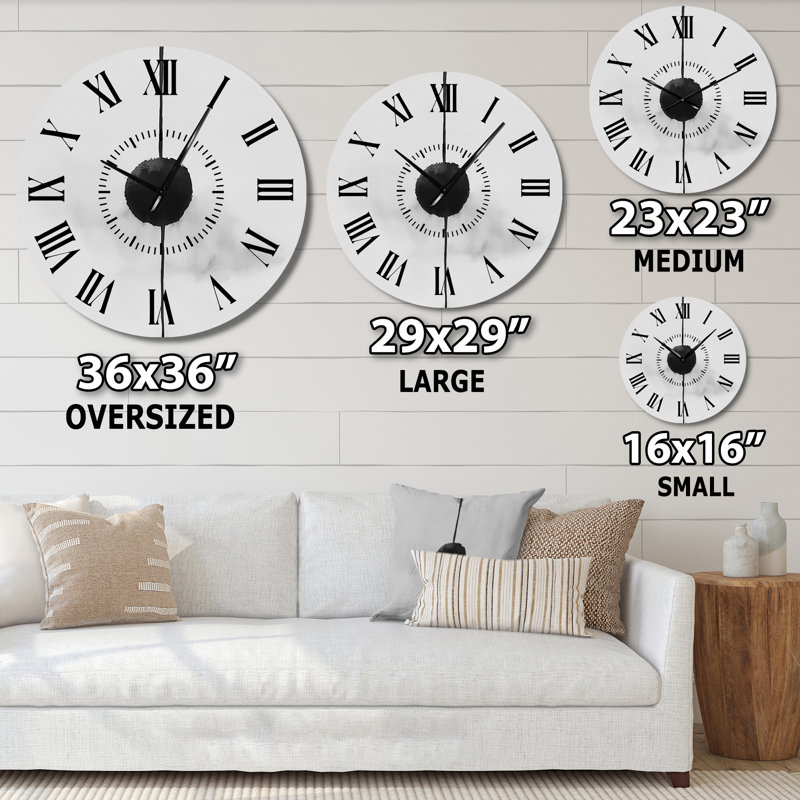 Horloge murale minimaliste silencieuse en métal Midnight Dot and Line, Surdimensionné
