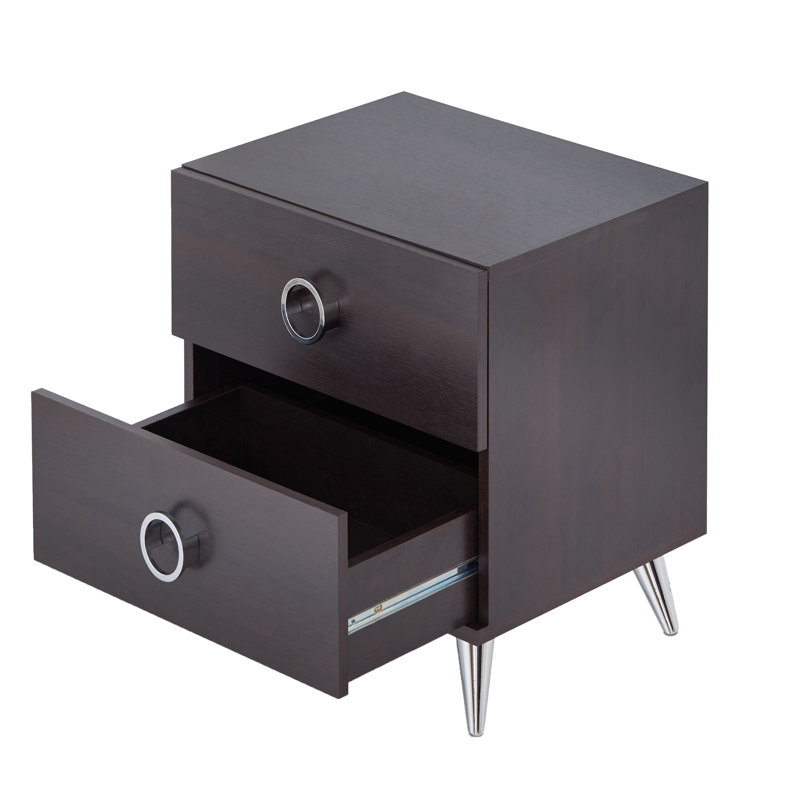 Table d'appoint rectangulaire à 2 tiroirs Espresso