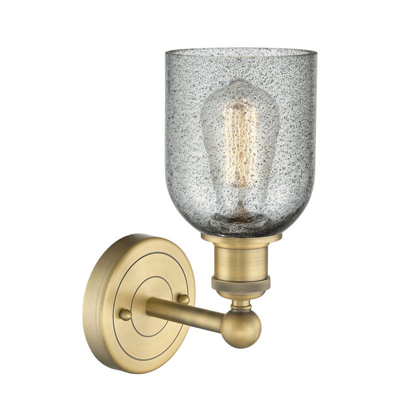 Carmi Armed Sconce, Charcoal, Brushed Brass