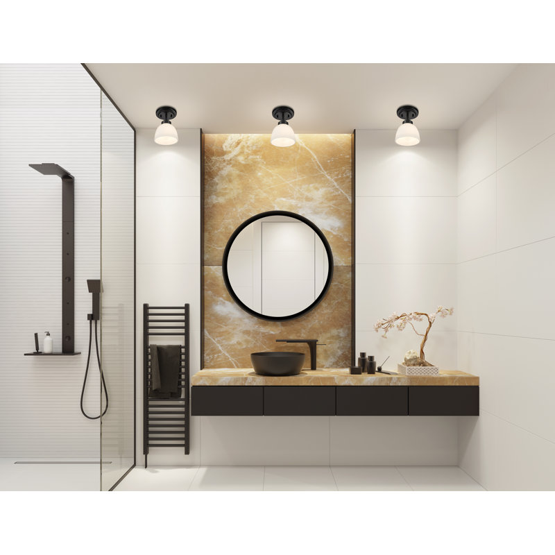 Cardiff Glass Semi Flush Mount, Matte Black