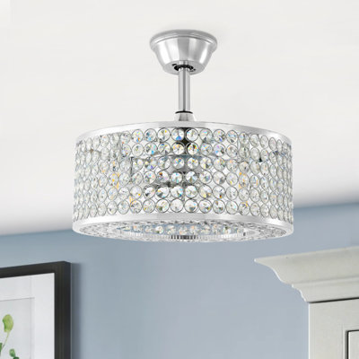 18" Windermere 8 - Blade Caged Crystal Ceiling Fan With Remote Control And Light Kit