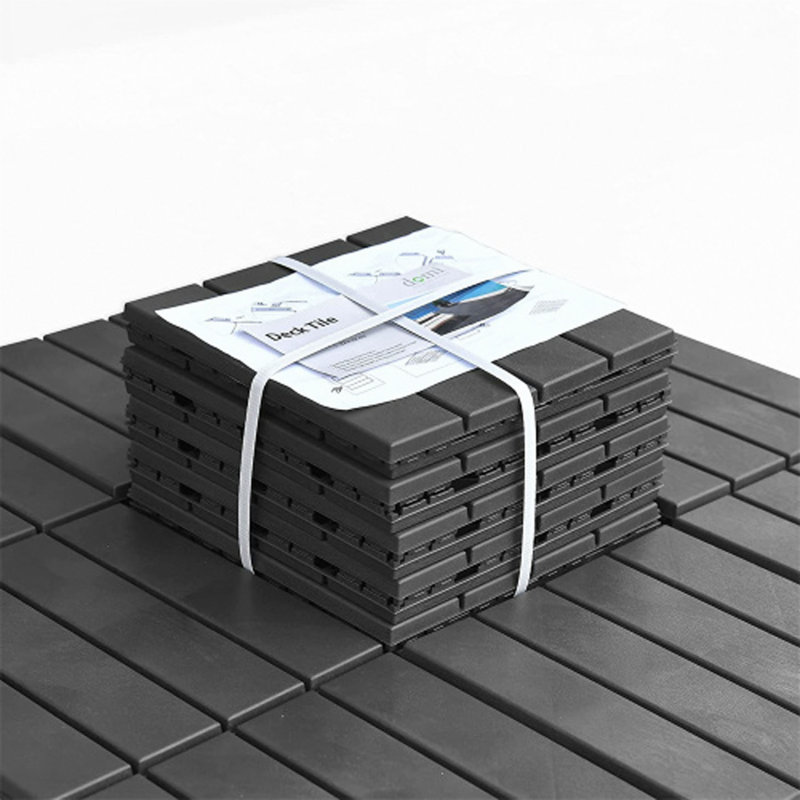Carreaux de terrasse à emboîtement de patio, tuiles de terrasse carrées composites 12 po x 12 po, carrelage extérieur en plastique à quatre lattes pour cour arrière pour porche de balcon (paquet de 44)
