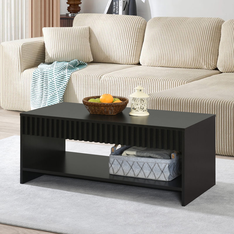 Table basse rectangulaire moderne Mid-Century 39,4 po Abdel, Chêne noir