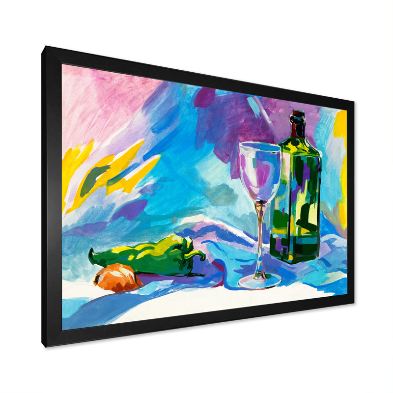 " Nature Spring Olive Oil ", Black Picture Framed Canvas, 8" H x 12" W x 1" D