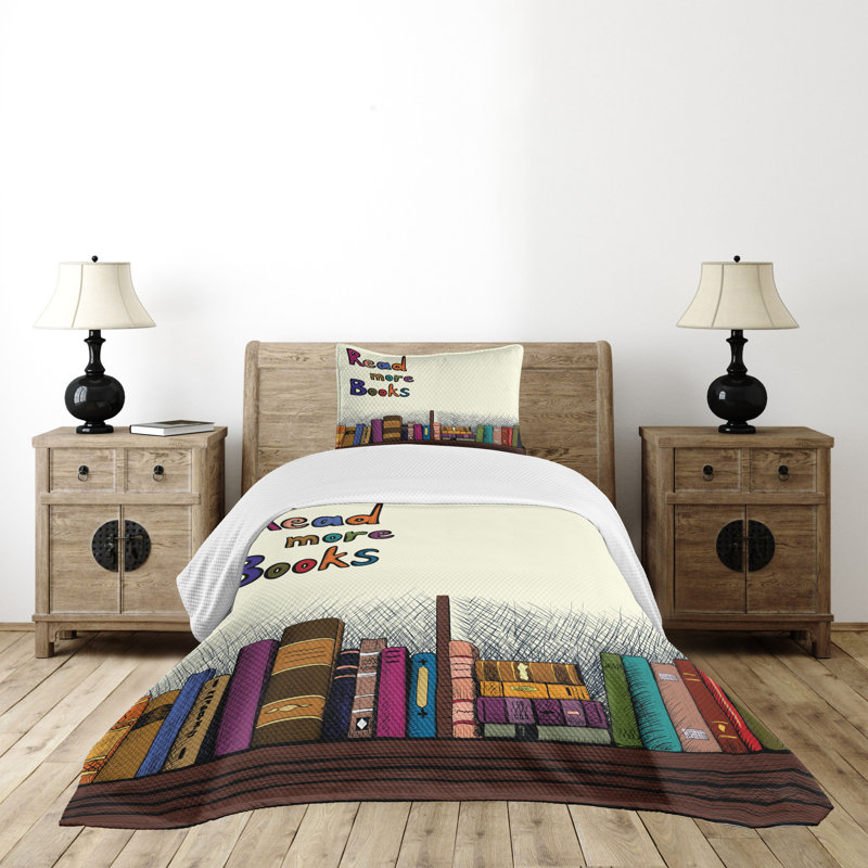 White Quilted Twin Bedspread Set with Pillow Sham
