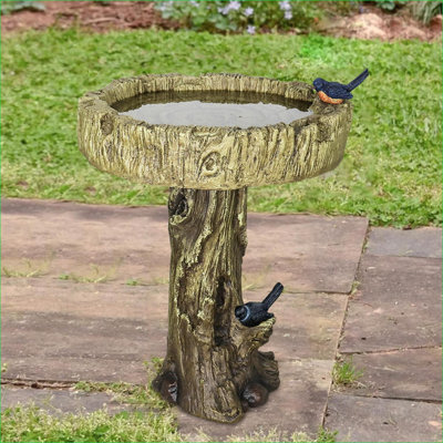 Bain d'oiseaux, béton armé à haute teneur en fibres de 24,4 po, finition rustique pour la cour de jardin | Ciment en béton | Piédestal à un niveau