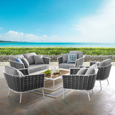 Modway Stance 6 Piece Outdoor Patio Aluminum Sectional Sofa Set