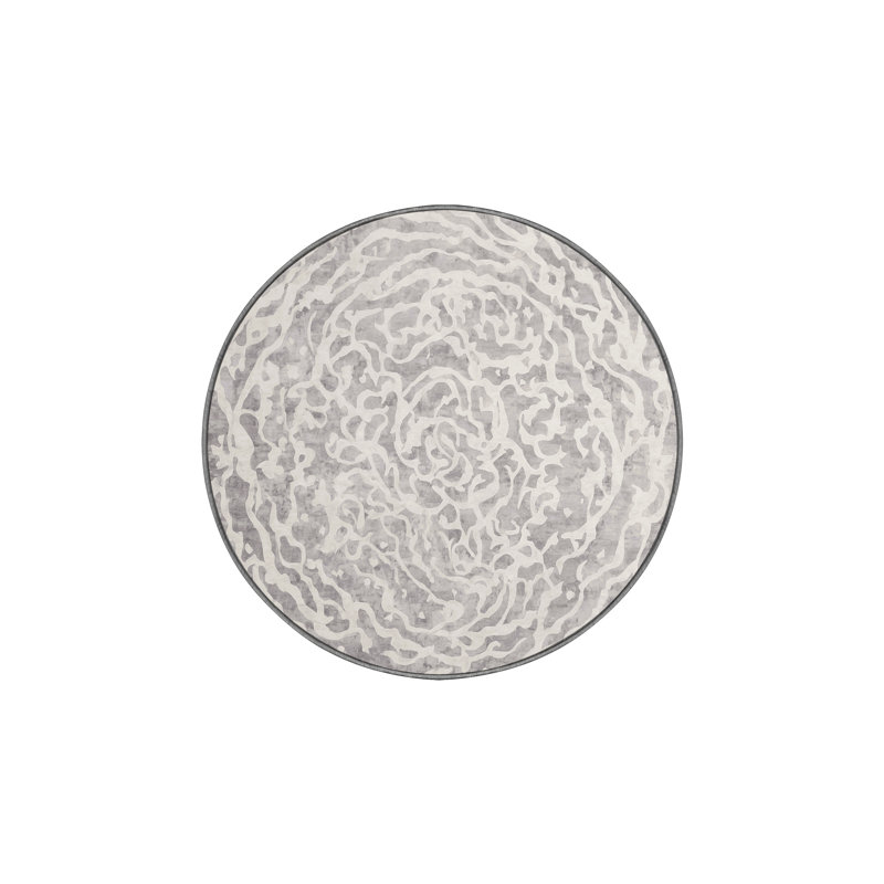 Silky Soft Plush Gray Area Rug, Round 5'