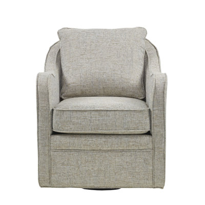 Swivel Chair In Grey, 360-Degree Spin, 300 Lbs Capacity, Solid Wood, Removable Seat Cushion For Optimal Seating Comfort Grey Arm Chair, 360 Rotatable, Max Load, Wood & Plywood, Detachable Better