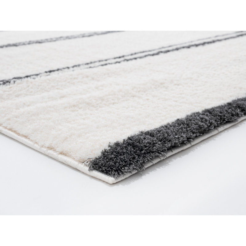 Tapis crème à poils longs Ralphio Irenaeus, Rond 7 pi 10 po