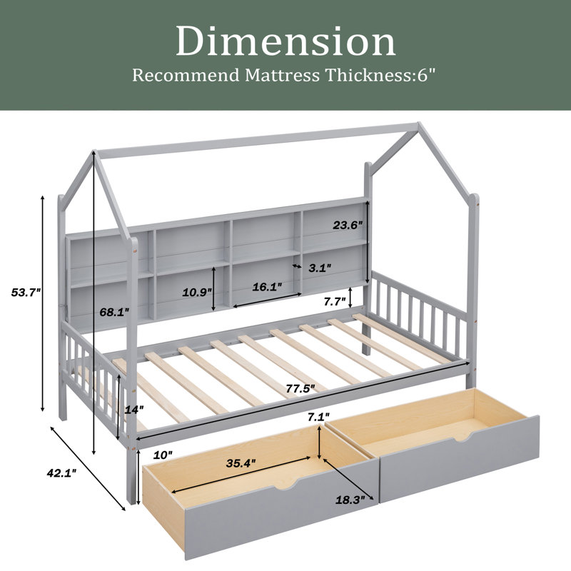 Palaiseur Daybed, Gray, Twin