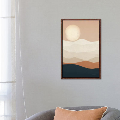 Mojave Mountains and Moon Landscape 1 Piece Wall Art on Canvas