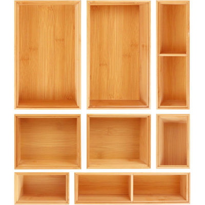 Ensemble de 8 tiroirs en bambou naturel