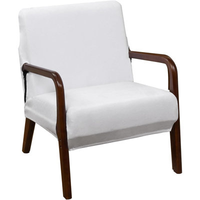 Mid-Century Armchair Covers - White - Stretch Spandex Slipcovers, Super Soft, Washable Chair Protectors With Zippers For Living Room, Bedroom, Or Study