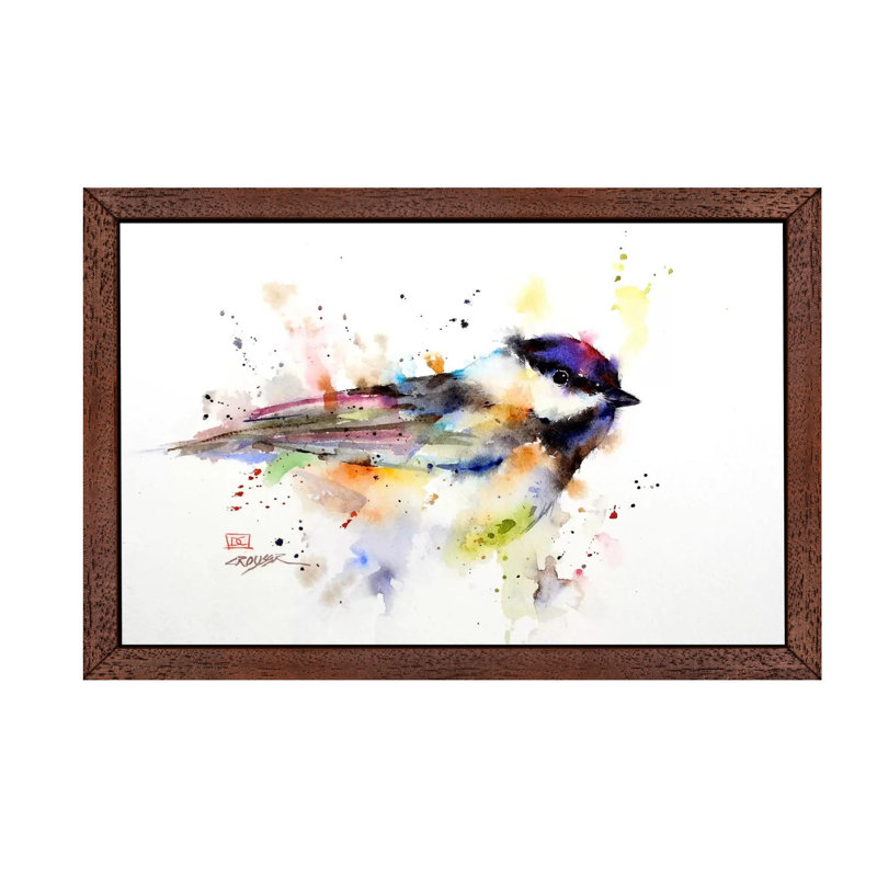 Bird by Dean Crouser - Floater Frame Painting on Canvas, Brown