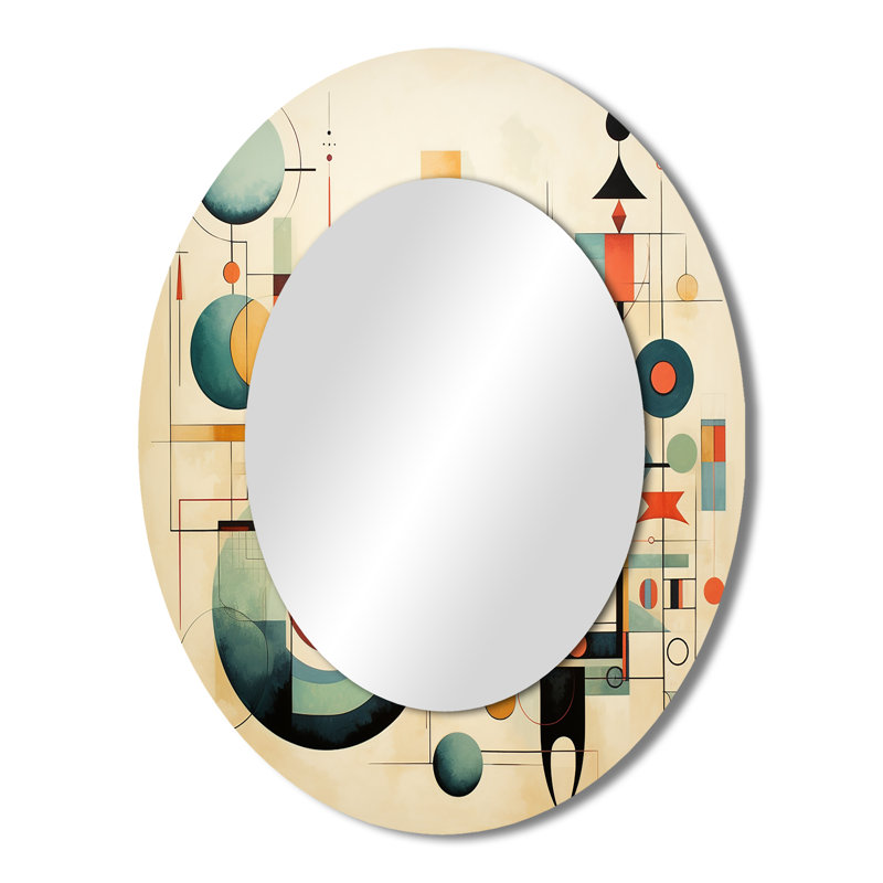 Distant Galaxies Midcentury Elegant Retro IV - Mid-Century Oval Wall Mirror, 43" x 33"
