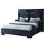 Très grand lit bleu marine, design contemporain, rabattable, panneau de recharge sans fil central et lumières DEL avec haut-parleurs intégrés, style moderne-948476390