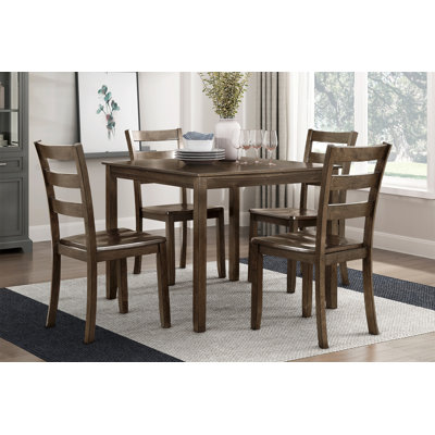 Transitional Charcoal Brown Finish 5PC Dining Set Table And 4 Side Chairs Kitchen Dining Breakfast Furniture Wooden -  Red Barrel StudioÂ®, 23F2EFA8097A43B7994C4B0CAE99E9F4