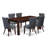 7 Piece Dining Table Set Contains a Rectangle Rustic Wood Kitchen Table and 6 Polyester Fabric Upholstered Chairs, Distressed Jacobean-91898305-128766665