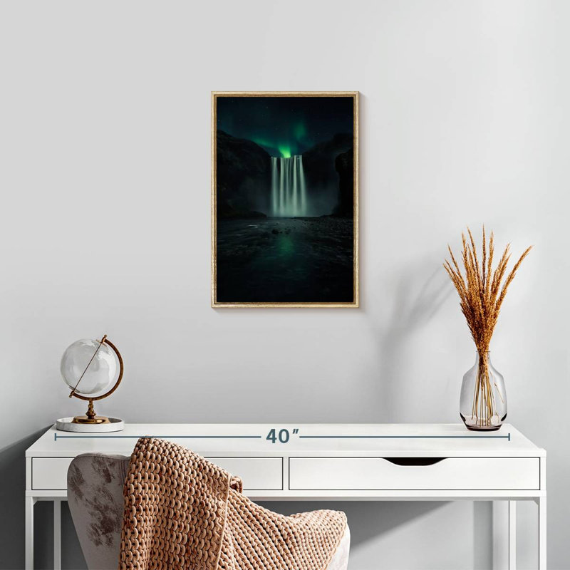 Nuit verte, Cadre flottant en bois naturel, 13 po x 19 po