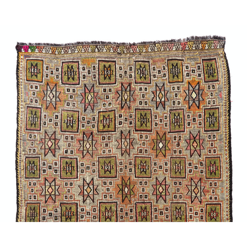 Tapis kilim Anatolian à motif géométrique coloré 6 x 6 pi