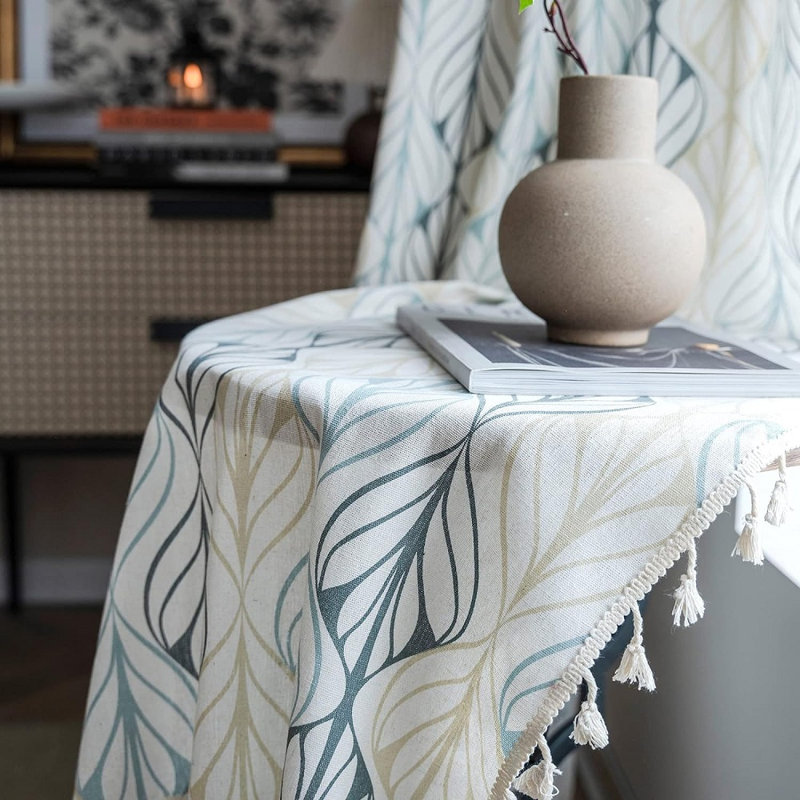 Lilyana Boho Curtains 2 Panels Leaf Semi Sheer Drapes Tassel Rod Pocket, 59" W x 87" L