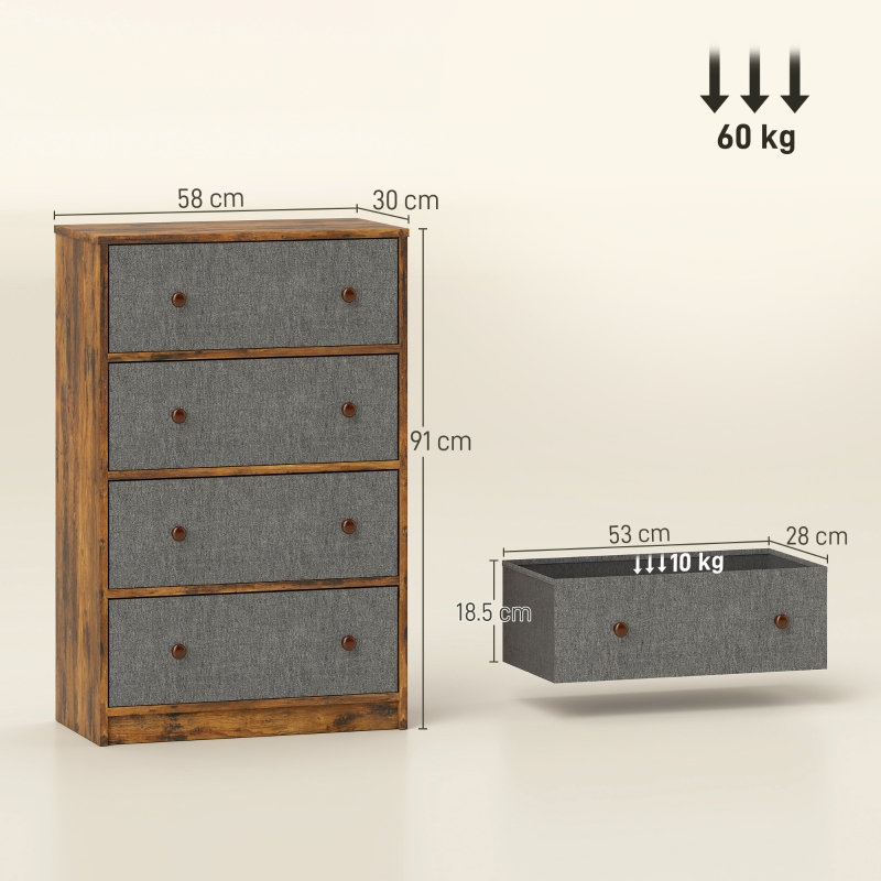 58 cm W Chest of 4 Drawers