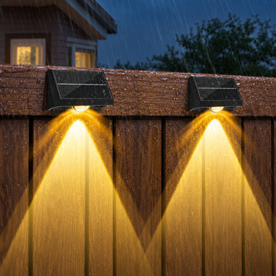 8-Pack Solar Fence and Deck Lights | High-Brightness LED Spot Lens with 7 Modes, Warm & Cool White plus RGB, Waterproof Solar Wall Decor for Patios, Steps, Backyards, Railings and Pools