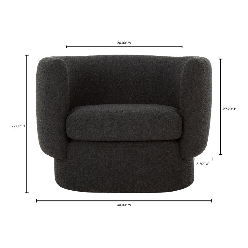 Koba Barrel Chair, Maya Black Boucle