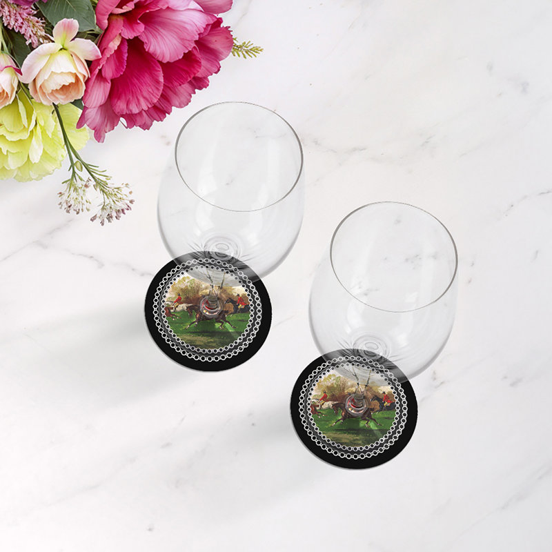 Sous-verres ronds en cuir noir Vegan, Noir