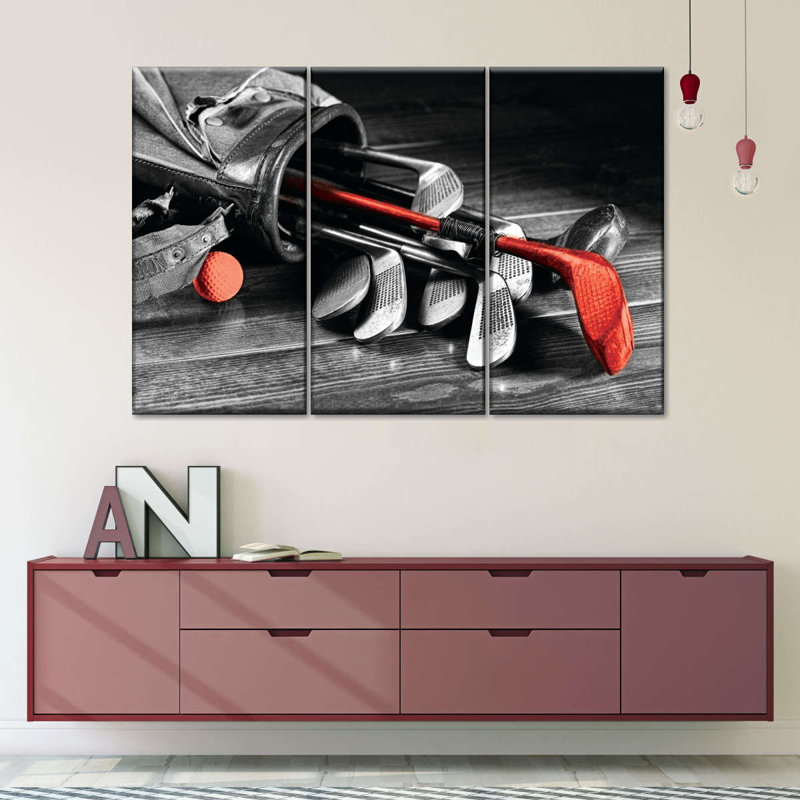Golf Equipment Pop Multi Piece Canvas Print, H 20 po x l 33 po x P 1,25 po