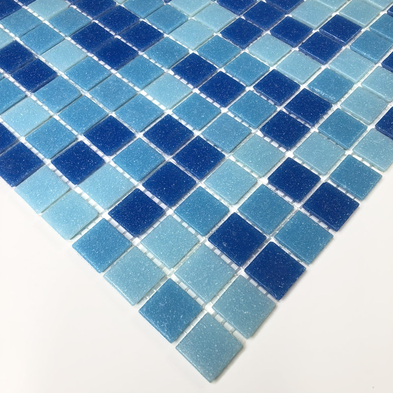 Liguria 3/4" x 3/4" Blue Glass Grid Mosaic Wall & Floor Tile