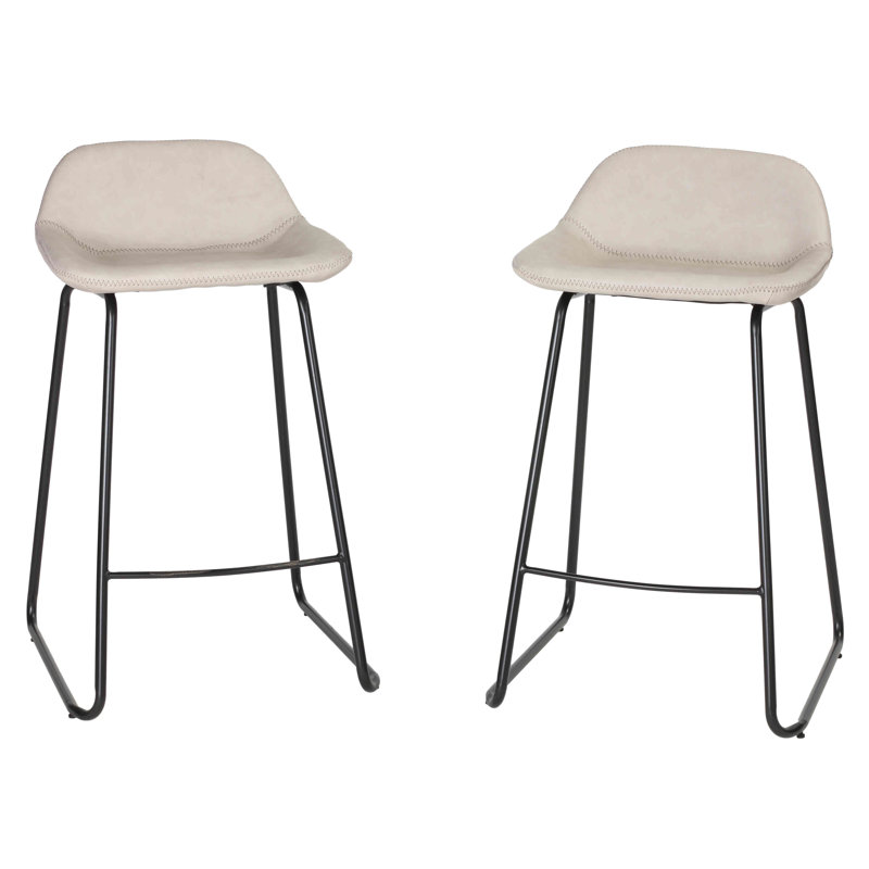 Tabouret de bar et de comptoir Maugansville, Gris Pierre, Tabouret de comptoir (siège d’une hauteur de 25