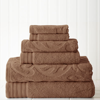 Modern Threads Jacquard 6-Piece, 2 Bath Towels, 2 Hand Towels, 2 Washcloths, Solid Ultra Soft 550GSM 100% Combed Cotton Towel Set