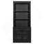 Bibliothèque de 83,4 po de hauteur, bibliothèque moderne avec 2 portes en verre et 1 tiroir, bibliothèque de rangement avec tablettes ouvertes pour le salon, le bureau personnel, noir