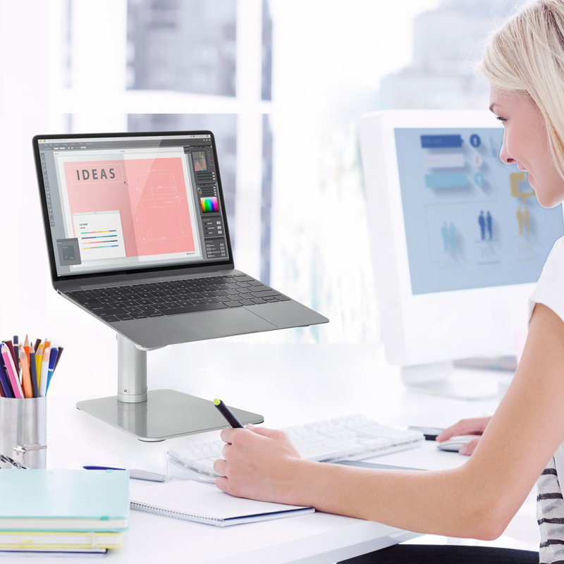 Mount-It! Height Adjustable Laptop Stand For Desk | Properly Positions For Head, Neck, Back & Wrists