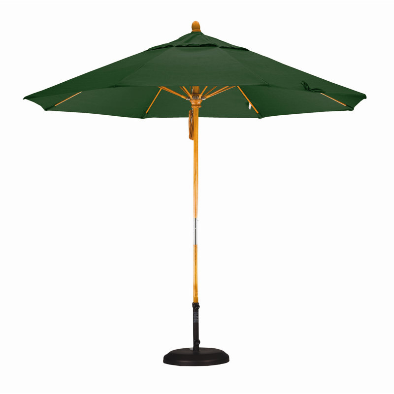 Parasol 9" Market, Olefin Hunter Green, Marenti Wood