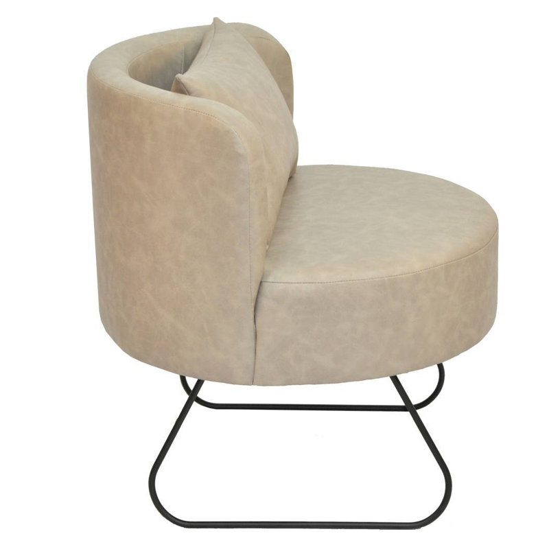 Modern Faux Leather Barrel Chair, Beige