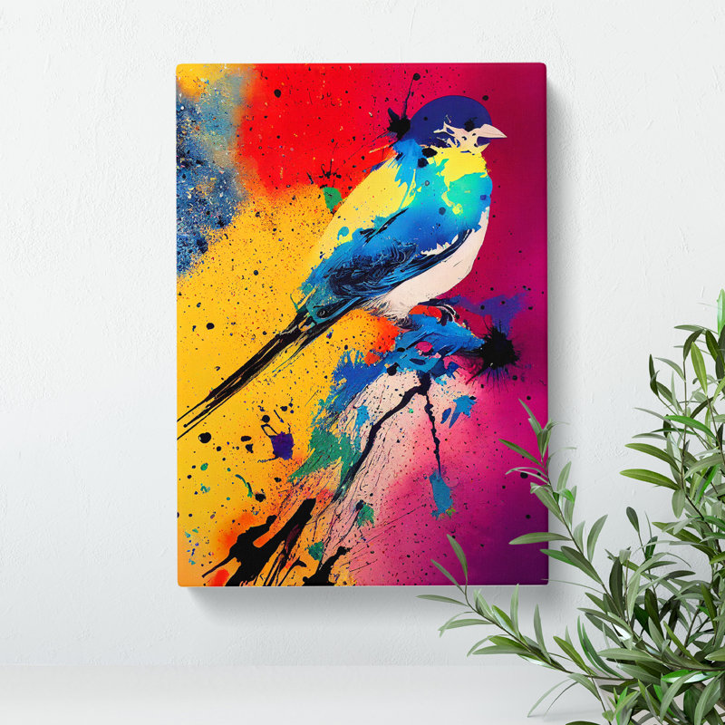 Painted Bird No.5 Abstract - Wrapped Canvas, 60cm H x 40cm W x 3cm D