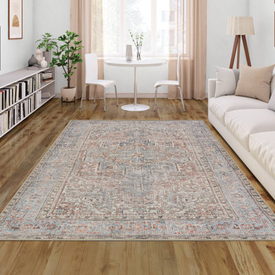 Tapis d'intérieur à motif floral bleu Lamentin