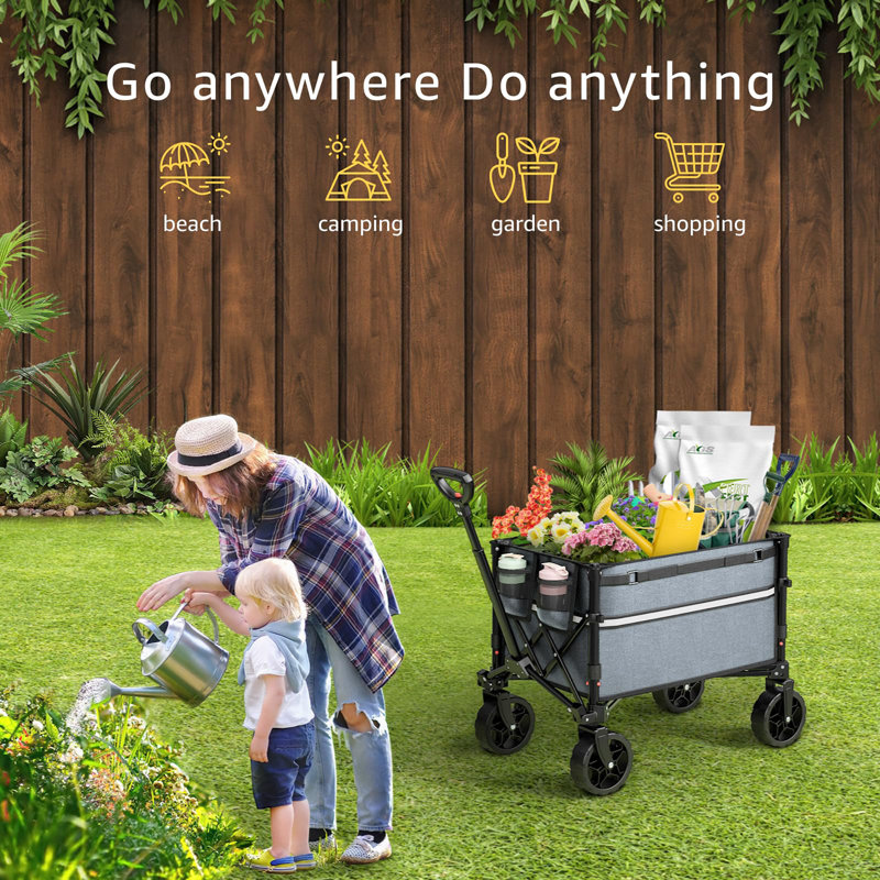 Chariot utilitaire pliable avec roulettes, Gris