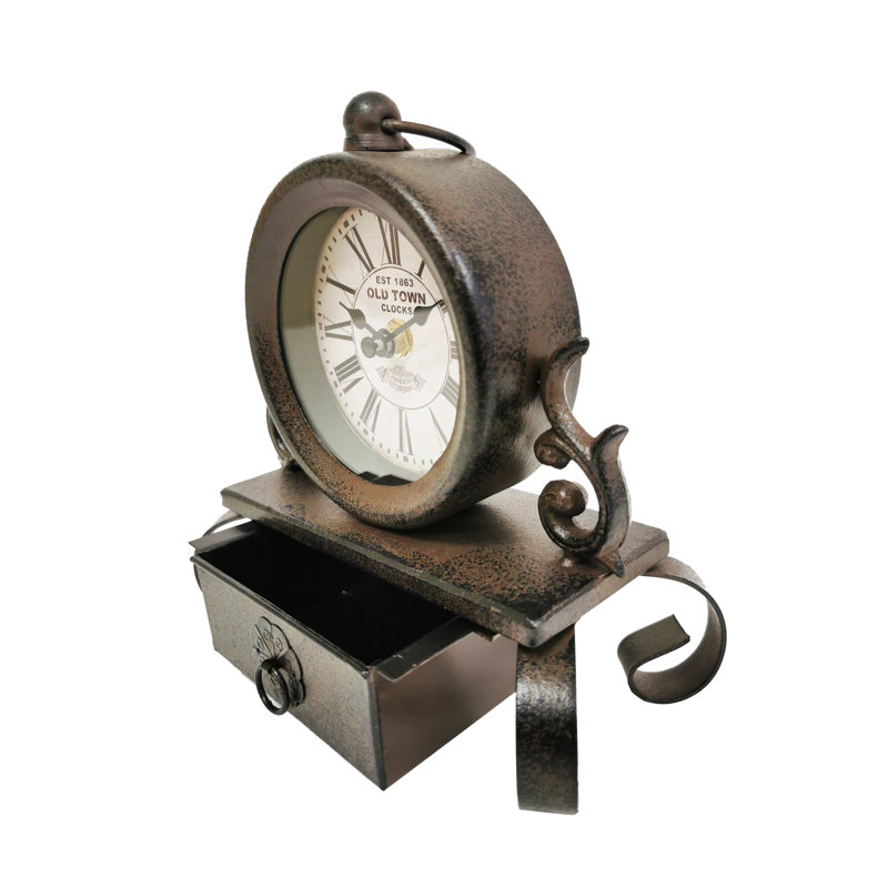 Analog Quartz movement / Crystal Tabletop Clock in Brown