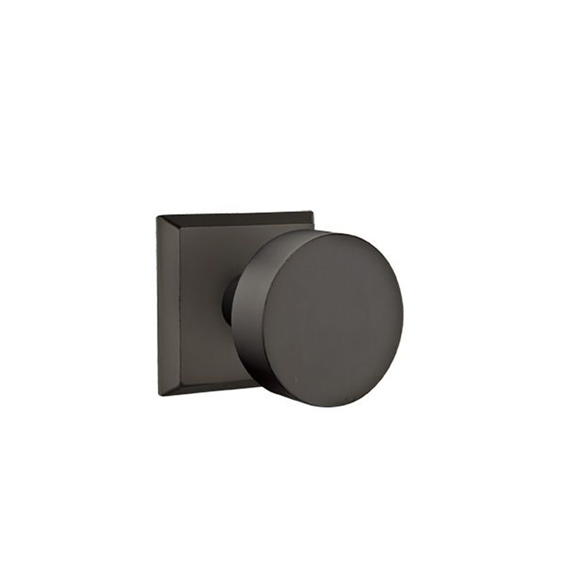 Ensemble de boutons de passage Emtek avec rosette n ° 6 et bouton rond Emcastk, Bronze plat noir