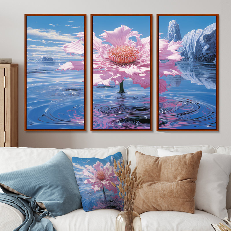 Kaylan - ensemble de décoration murale Dahlia, H 28 po x l 36 po x P 1 po, Cadre flottant brun