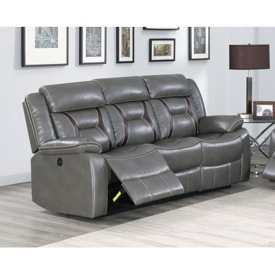 Modern Power Reclining Sofa 1pc Pillow Arms And Headrest Unique Back Design Gray Finish Primary Room Furniture