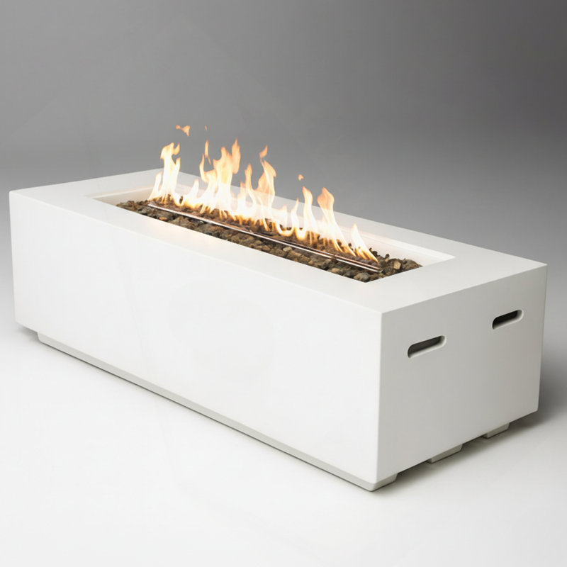 Outdoor Rectangle Propane Fire Pit Table, 60,000 BTU Fire Table With Waterproof Cover