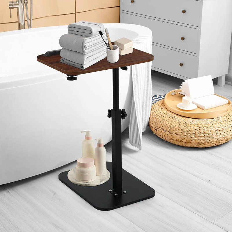 Plateau télé en forme de C pour canapé, table d'appoint à hauteur réglable avec rotation à 360° et basculement à 180° pour les petits espaces