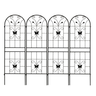 Ensemble de treillis de jardin en métal noir de 71 po de hauteur et 19,7 po de largeur, convenant pour les plantes grimpantes d'extérieur comme Glory Morning